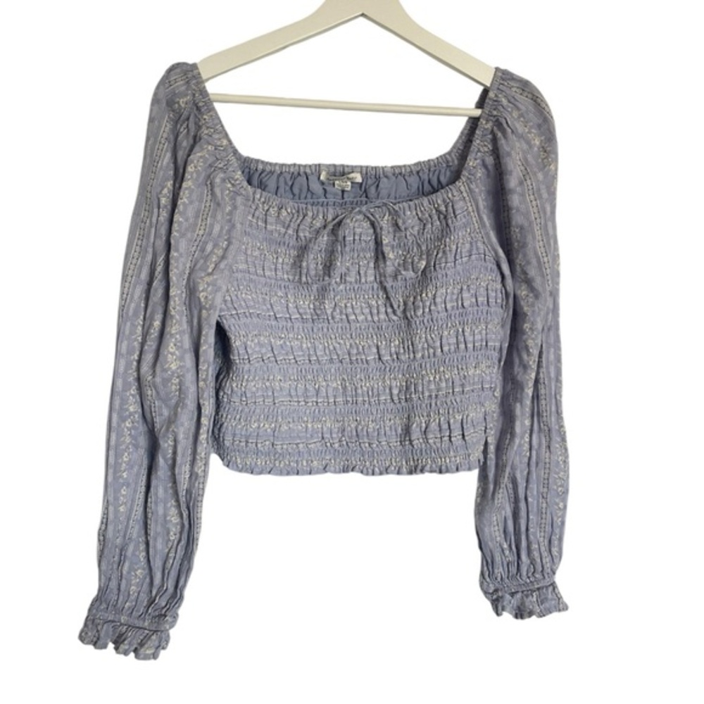 American Eagle Outfitters Blue Smocked Blouse